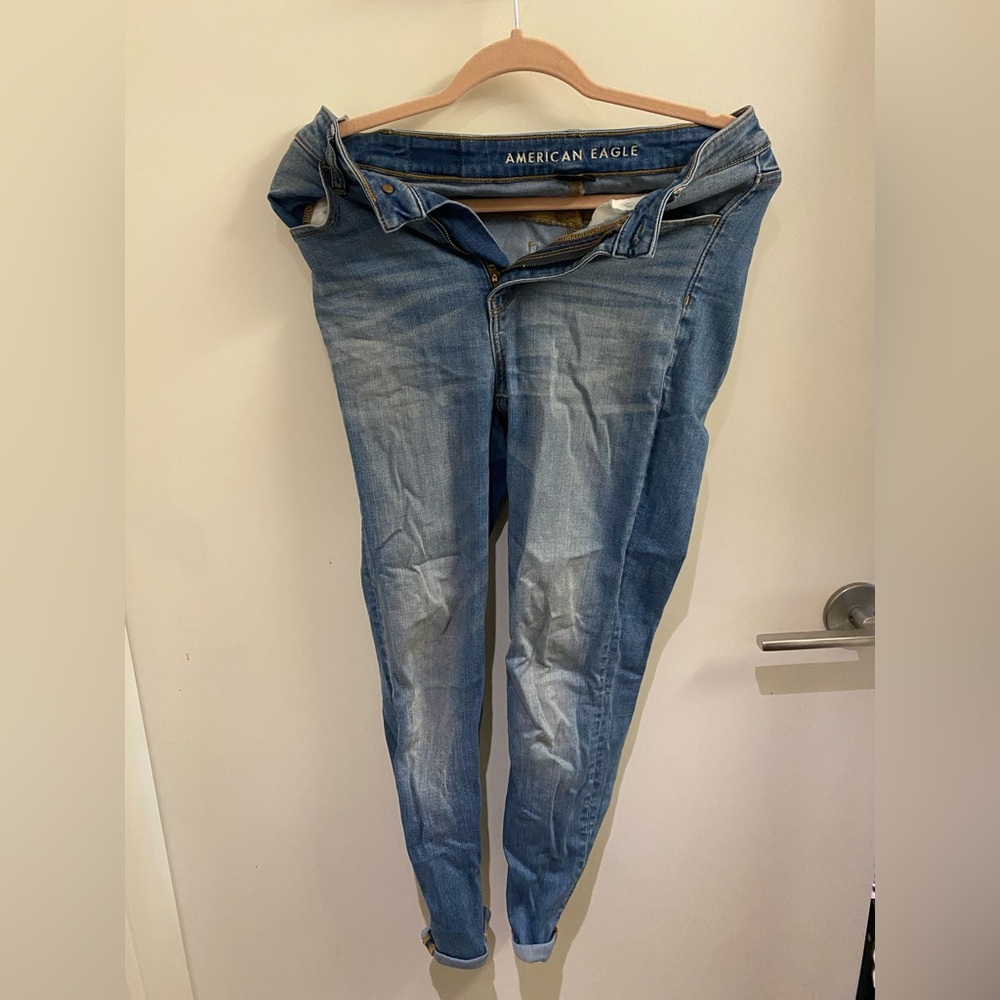 American eagle blue skinny jeans, short size 4